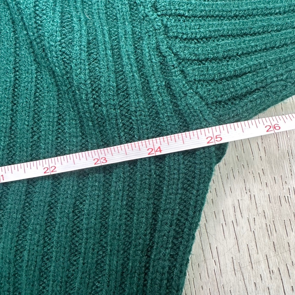Tommy Hilfiger Green Cable Knit Crewneck Sweater chunky Cozy Preppy cute large - Picture 9 of 10